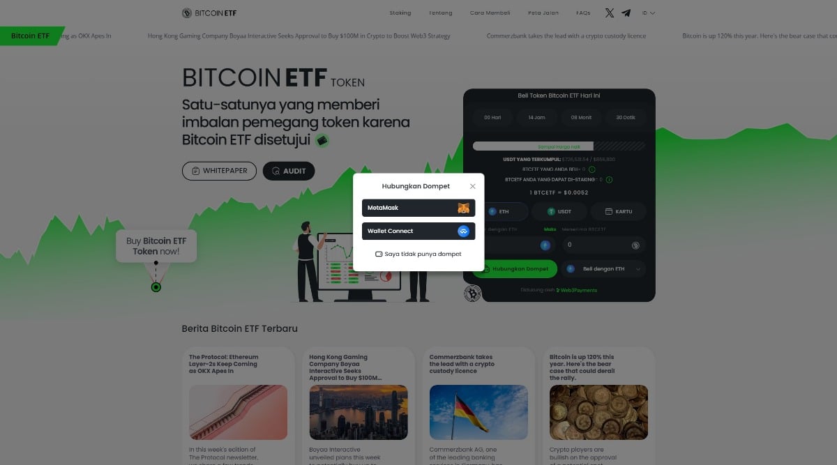bitcoin etf Hubungkan dompet ke platform